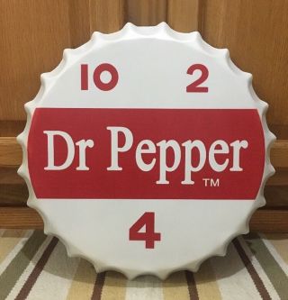 Dr Pepper Bottle Cap Sign Metal Vintage Style 10 2 4 Soda Bar Pub Game Room