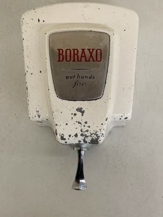 Vintage Boraxo Powdered Soap Dispenser - Shop Garage School - White Metal