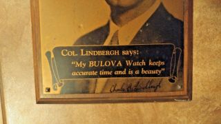 Bulova watch advertising metal plaque with Charles Lindbergh 3