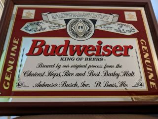 Vintage Budweiser King Of Beer Anheuser Busch Mirror Bar Sign Man Cave