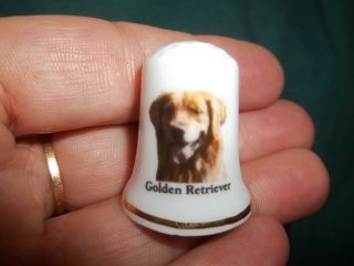 Vintage Golden Retriever Dog Collectible Ceramic Thimble Figurine Lim.  Edition