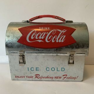 Coca Cola Tin Lunch Box 7”x3.  5”x5.  5”