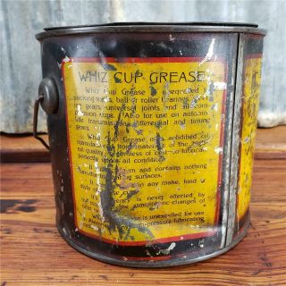 Vintage WHIZ 5 LB.  CUP GREASE PATINA CAN sign GAS STATION 7