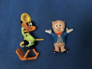 Vintage Porky Pig And Daffy Duck Pvc Figures Warner Bros.  Looney Tunes Applause