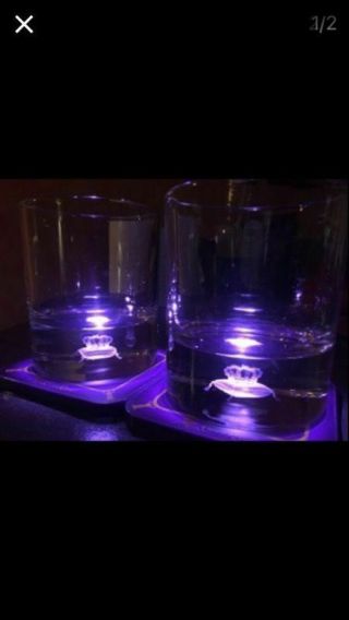 Crown Royal Whisky Drink Glass With Coaster 3d Laser Etched Hologram
