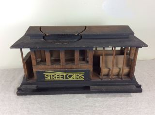 20 " Large Street Cars Car Wood Toy Shoes House Trolley Advertising Display Vtg