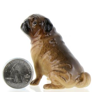 Fawn Pug Pedigree Line Miniature Dog Figurine Handmade In Usa By Hagen - Renaker