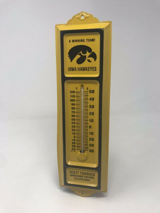 Vintage Iowa Hawkeyes Advertising Metal Thermometer Advertising Gas Oil