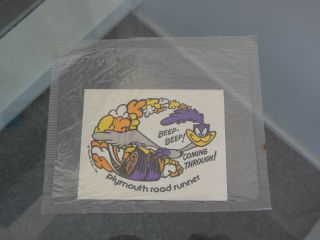 Vintage Plymouth Road Runner Transparent Window Decal M/nm In Wrapper