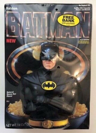 Batman Cereal Full Box With Bank On Pack And Promo Nos - 1989