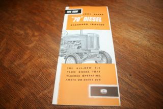 John Deere 70 Diesel Standard 2 - Cylinder Tractor Sales Brochure 1955 Neat