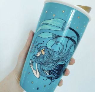 Starbucks 2018 China Deep Sea Mermaid 12oz Double Mug Cup Blue