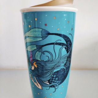 Starbucks 2018 China Deep Sea Mermaid 12oz Double Mug Cup Blue 2