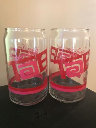 Vintage Tab Sugar Drinking Glasses Set Of 2