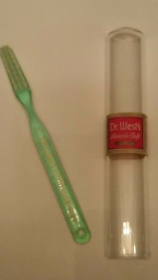 Vintage 1938 Dr.  West’s Miracle Tuft Toothbrush Glass Case Tooth Brush Exton