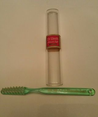 Vintage 1938 Dr.  West’s Miracle Tuft Toothbrush Glass Case Tooth Brush Exton 2