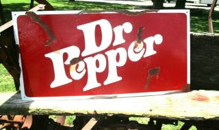 Hand Painted Vintage Old Rustic Style Dr Pepper Soda Coke Metal Advertising Sign