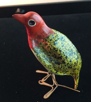 Vintage Paper Mache Bird Figurine Hand Painted