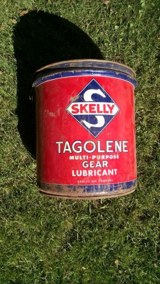 Vintage Skelly Tagolene Gear Lubricant 5 Gallon Bucket Can Oil Gas Station Sign