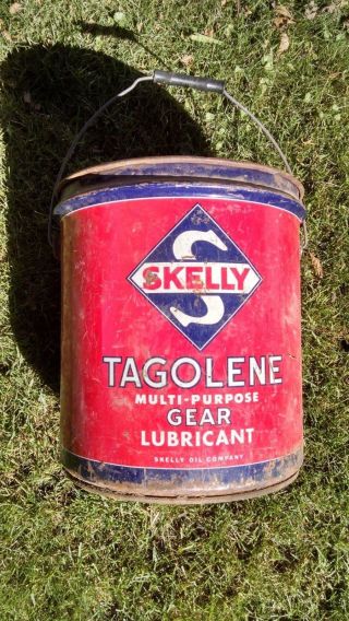 Vintage Skelly Tagolene Gear Lubricant 5 Gallon Bucket Can Oil Gas Station Sign 3