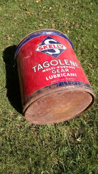 Vintage Skelly Tagolene Gear Lubricant 5 Gallon Bucket Can Oil Gas Station Sign 5