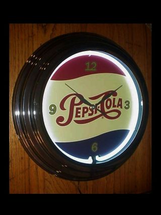 Vintage Retro Style PEPSI COLA NEON LIGHT WALL CLOCK EC 3