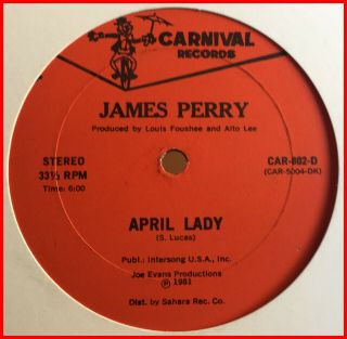 Modern Soul Disco Boogie 12 " James Perry - April Lady Carnival - Mega Rare 