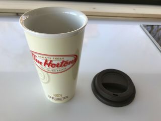 Tim Hortons 2012 Ceramic Travel Tumbler Mug Coffee Cup Silcone Lid 5
