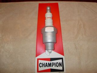 Vintage Champion Spark Plug Old Stock 3d Molded Plastic Sign Garage Hot Rod