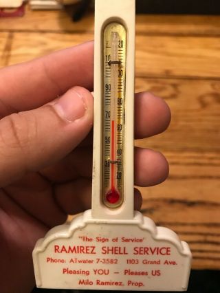 POLE SIGN THERMOMETER SHELL GAS STATION Vintage Gas Oil Sign Plastic 3