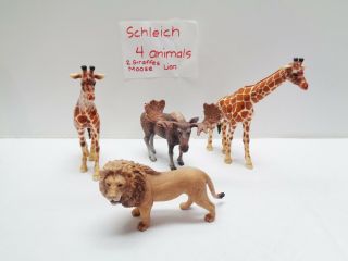 Schleich Wild Toy Animals Figures 2 Giraffes Moose Lion