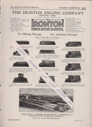 1922 Paper Ad Ironton Engine Company Ironton Ohio Electric Mine Mining Cars