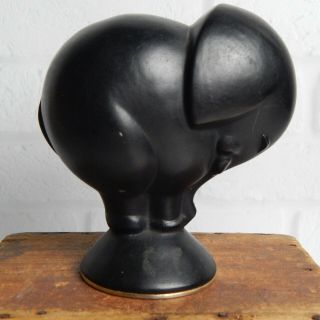 Vintage Cast Iron Figural Elephant Black Bottle Opener Paperweight 4.  25 "