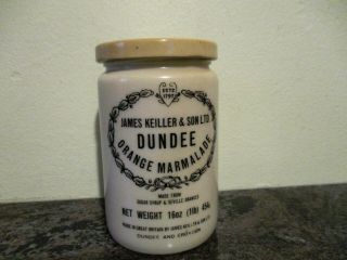 Vintage James Keiller & Sons Dundee Orange Marmalade Milk Glass Jar W Lid 16 Oz