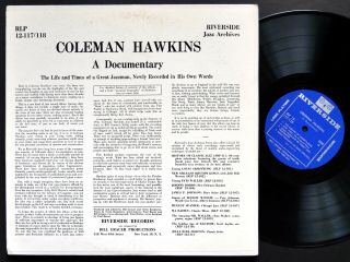 COLEMAN HAWKINS A Documentary 2 x LP RIVERSIDE RLP 12 - 117/118 US 1956 MONO 2