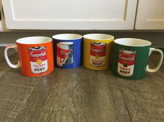Andy Warhol Campbell Soup Mugs Block Art Set Of 4 Nos Iconic Coffee