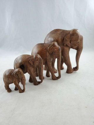 Gorgeous Mahogany Hand Carved Wood Elephant Figurine Sculpture