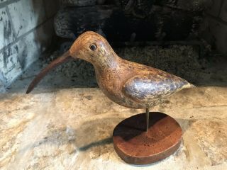 Folk Art Hand Carved And Painted Antique Style Shore Bird Decoy