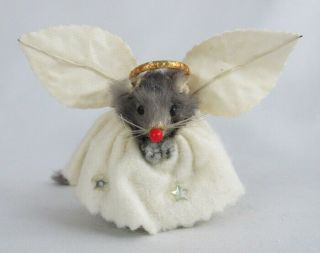 Vintage Fur Toys West Germany Angelic Christmas Angel Mouse