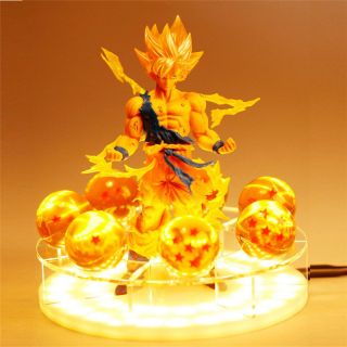 Anime Dragon Ball Z Saiya Goku Crystal Balls Lamp Led Light Action Figure