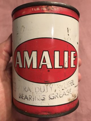 Vintage Amalie 1 One Lb Pound Bearing Grease Full Oil Can