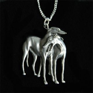 Greyhound Necklace - Whippet Galgo Dog - Jewelry - Two Hounds Necklace