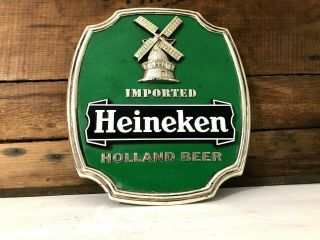 Vintage Heineken Imported Holland Beer Sign Pub Bar Man Cave Beer Sign