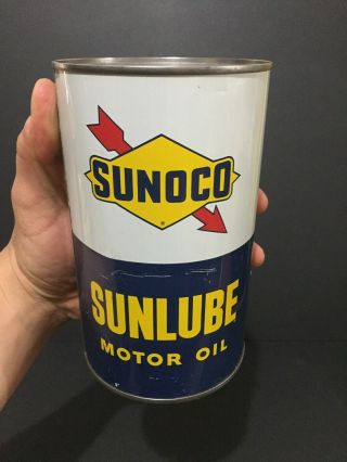 & Full Sunoco Sunlube Imperial Quart Oil Tin Can Sign Canada Advertising