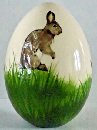 Griselda Hill Pottery Easter Egg Wemyss Ware Bunny Rabbits Es Signature