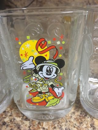 Mickey Mouse Disney World McDonald ' s Set of 4 Glasses Mugs Celebration 2000 3