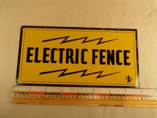 Vintage 1950 ' s Electric Fence Horse Farm Barn Feed Seed Gas Oil Metal Sign 3
