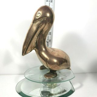 Vintage Brass Pelican Figurine Sea Bird Sculpture Status 7.  5 " Tall Home Decor