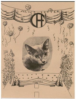 Rare Nov 1976 Cff Newsletter Cat Fanciers 