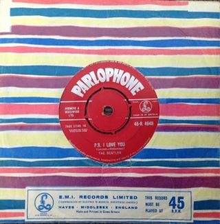 THE BEATLES ' Love Me Do/P.  S.  I Love You ' Parlophone 45 2